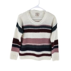 Hippie Rose Womens Striped Patterned Round Neck Knit Sweater - S